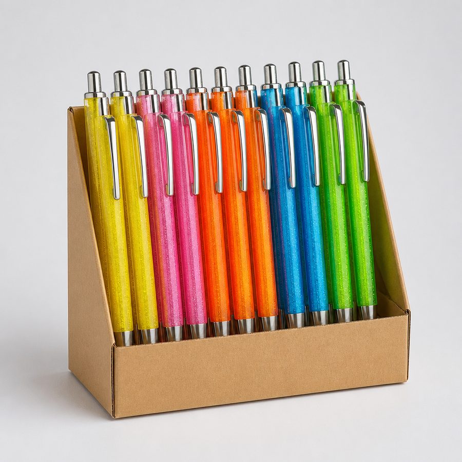 Glitter Ball Pens — 20 Units/Box — wholesale rate on enquiry